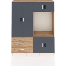 Hyperion Gardrop 7 Raflı 3 Çekmeceli Tek Askılı 176x44x221 Çam-antrasit/çam Antrasit/çam