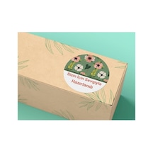 Sizin Için Sevgiyle Hazırlandı Sticker Çiçekli Yeşil Mat Etiket 4 Cm - 40 Adet Çok Renkli