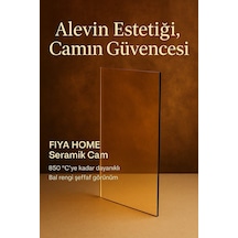 50 X 50 Yüksek Isıya Dayanıklı Şömine Kuzine Soba Camı 4 Mm - Seramik Cam Bal Rengi, Şeffaf