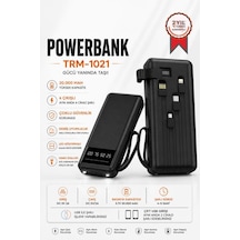 Taşınabilir Batarya 20000 Mah Ledli 4 Çıkışlı Powerbank Trm-1021 Siyah