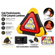 Hb-7709 2.000mah Çok Fonksiyonlu Cob Çalışma Lambası Usb Şarjlı Acil Durum Feneri Reflektör Güneş Enerjili Solar 180 Derece Dönebilen Tutma Kolu Powerbank Olarak Kullabilir Üçgen Park Lambası