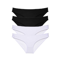Royaleks Likralı Kadın Slip Külot 4 Adet Eko Set Siyah Beyaz RYL-EKO4012 Beyaz - Siyah