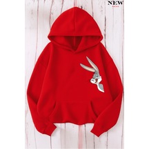 Buggs Bunny Baskılı Sweatshirt Kırmızı