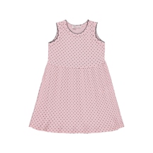 Civil Girls Puantiyeli 6-9 Yaş Elbise - Pembe Gülkurusu