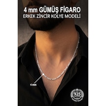 925 Ayar Gümüş Erkek Kolye 4 Mm Figaro Zincir St422