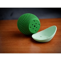 Bezos 3d Baskı Küre Saksı - Kafes Dokulu İki Parçalı Dekoratif Saksı - Yeşil-mint Dlra Standart