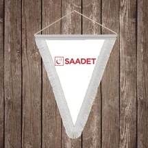 Saadet Partisi Beyaz Saçaklı Üçgen Flama Bayrak Hatıra Flama Diğer
