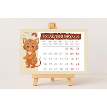 2027 Kedi Masa Takvimi 10x15 Cm Ebat - Mini Şövalesi İlebirlikte Diğer