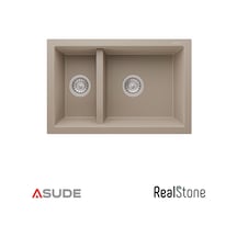 Realstone P018 Bergama 1.5 Göz Granit Evye 700 460 Mm Cappuccino Siyah