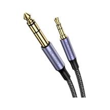 Moswag 6.35 Mm 1/4 İnç Erkek - 3.5 Mm Aux Erkek Örgülü Ses Kablosu