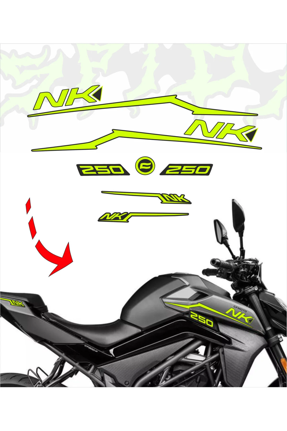 Nk250 Sticker Set Neon Sarı