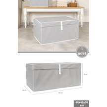 Mega Kutu Hurç, Yastık Çarşaf Kıyafet Dolap İçi Düzenleyici Mukavva Destekli 60x40cm 1 Adet Gri Gri - Beyaz