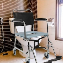 Klozetli Tekerlekli Sandalye Banyo Ve Tuvalet Sandalyesi Sürgülü