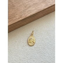 925 Ayar Gümüş Gold Renginden Filli Gümüş Bereket Şans Kolye Ucu