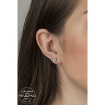 Union Swarovski Zirconia Kadın 1.12 Karat Pırlanta Montür Tektaş Gümüş Küpe