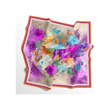 İpekal 90 X 90 İpek Vual Yazlık İnce Eşarp-030010 - 90 X 90 / Turuncu - Mor