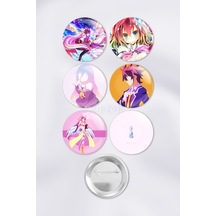 No Game No Life Çanta Süsü Rozet İğneli Buton Rozet Seti 6 Adet Çok Renkli