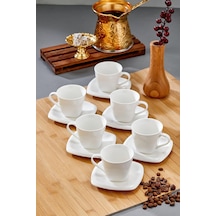 Safir 90 Ml 6 Kişilik Porselen Kahve Fincan Takımı, Beyaz, Ckr3300 Diğer