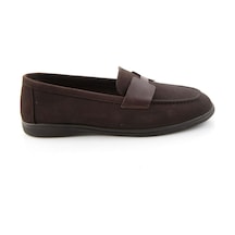 Bambi Kahve Nubuk Hakiki Deri Kadın Loafer Ayakkabı K01821097401