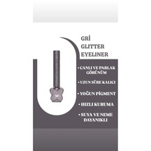 Mov Glitter Eyeliner Gri Metalik Görünüm, İnce Uçlu Kalem Eyeliner 02 Gri
