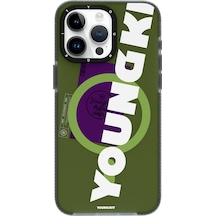 İphone 15 Pro Max Uyumlu Kılıf Magsafe Şarj Özellikli Youngkit Binfen Serisi Yazı Temalı Kapak Pembe