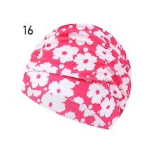 Baskılı Spor Aksesuarları Elastik Naylon Türban Uzun Saç Koruma Havuz Banyo Şapkaları Yüzme Kap 16 Çok Renkli