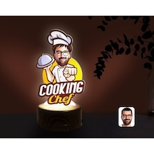 Kişiye Özel Erkek Chef Karikatürlü Dekoratif 3D Biblo Led Işıklı (481501039)