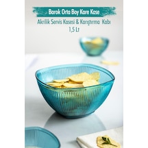 Akrilik Barok Aquamarin Orta Boy Kare Meyve & Salata Kasesi & Karıştırma Kabı / 1,5 Lt Cam Değildir Çok Renkli