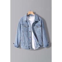 Erkek Slim Fit Denim Kot Ceket Açık Mavi Edw012-açık Mavi Açık Mavi