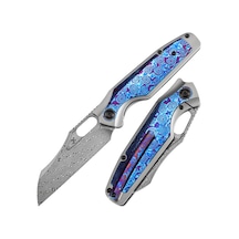 Kansept Tuckamore Başparmak Delikli Kamp Bıçak Titanyum Ve Timascus Sap Damascus Çelik Kamp Çakı Timascus Klipsli K1052a7 Kum