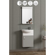 Lale 45 Cm Beyaz-sis Gri Mdf Seramik Lavabolu Asma Banyo Dolabı Takımı