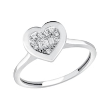 Diamond Line - Gülaylar - Beyaz Altın 8 Ayar Kalp Yüzük (530008017)