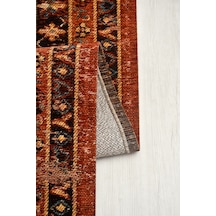 Asude Saçaklı Kilim Dokulu Robot Süpürge Uyumlu Oturma Odası Salon Halısı Pamuk Akrilik Nostaljik Islak Görünüm Kiremit