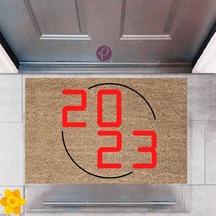 Kapı Önü Paspası Dekoratif Dijital Baskı Yeni Yıl Konsepti P-2566