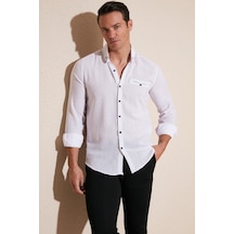 Buratti % 100 Pamuklu Slim Fit Uzun Kollu Erkek Gömlek Cf21S111498 Beyaz