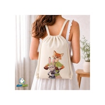 Ghostbastır Design Zootropolis Büzgülü Keten Çanta C379 Bej