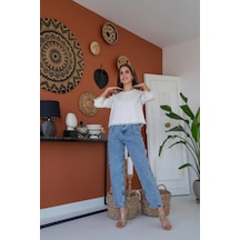 Ahes Shopping Beyaz Püskül Detaylı Bluz Beyaz