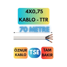 Öznur 4x0,75 Ttr Kablo Metre Seçenekli Beyaz - 70 Metre
