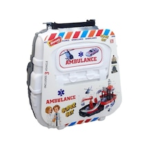 Heroes Toys Çantalı Ambulans Seti Arabalı Ern-2016 Beyaz,sırt Çantalı Taşınabilir Oyuncak Ambulans Garaj Seti
