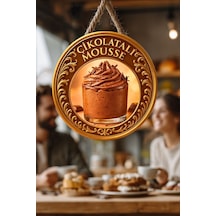 Çikolatalı Mousse Temalı İpli Ahşap Kapı Duvar Süsü, Pastane, Tatlı Dükkanı, Cafe Tablo Dekoru