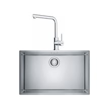 Franke Maris MRX 110-70 Tek Gözlü Eviye + Lina L Krom Spiralli Mutfak Eviye Batarya Seti Krom Inox