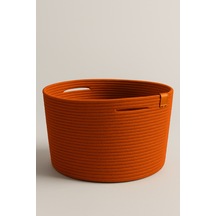 Camatschua Dekoratif Hasır 40 30 Cm Halat Sepet Çok Amaçlı Saklama & Düzenleme Sepeti Turuncu