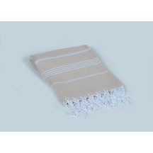 Sultan Peştemal Bej %100 Pamuk 90x180 Cekme Yapmaz Banyo-Plaj Havlusu