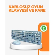Mey İthalat Kablosuz Retro Klavye Ve Mouse Seti 104 Tuşlu Sevimli Tasarım Diğer