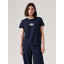Levi's Kadın Bisiklet Yaka Desenli Lacivert T-shirt - 17369-3156