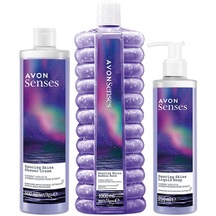 Avon Senses Dancing Skies Menekşe ve Ahududu Kokulu Bubble Bath 1 L + Shower Cream 500 ML + Liquid Soap 250 ML