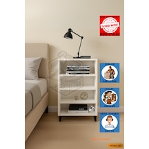 Tamamı Mdf 4 Raflı Siyah Ayaklı Modern Dergilik/kitaplık