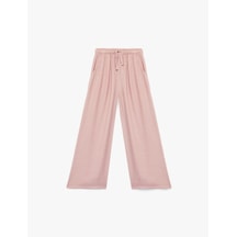 Koton Beli Bağlamalı Viskon Karışımlı Geniş Paça Pantolon Pembe 6skg40048aw Gül