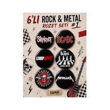 Mashspot 6'lı Rock Metal Rozet Seti 1, 58mm Slipknot Ac/dc Metallica Limp Bizkit Beatles Avenged Sevenfold Çok Renkli