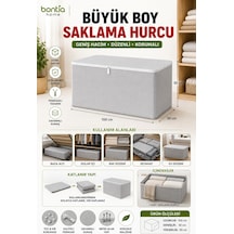 Büyük Boy Saklama Hurcu 100x50x50 Cm Fermuarlı Hurç Yorgan Battaniye Kıyafet Düzenleyici Dolap İçi Ve Baza Altı Saklama Kutusu Krem